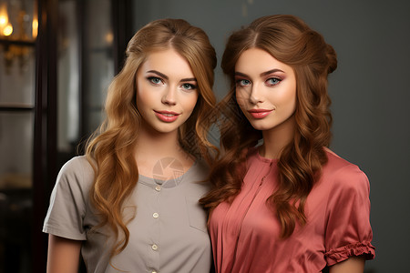时尚双胞胎姐妹背景图片