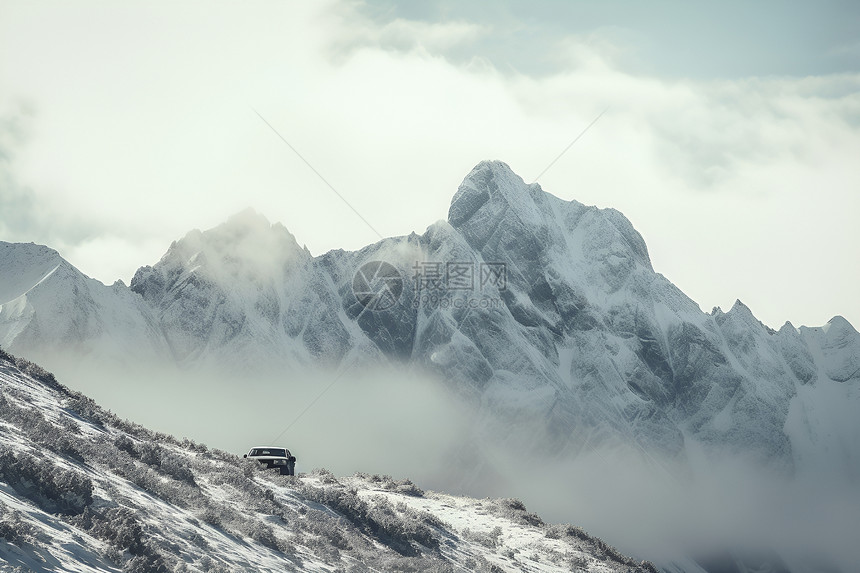 壮观雄伟的雪山图片