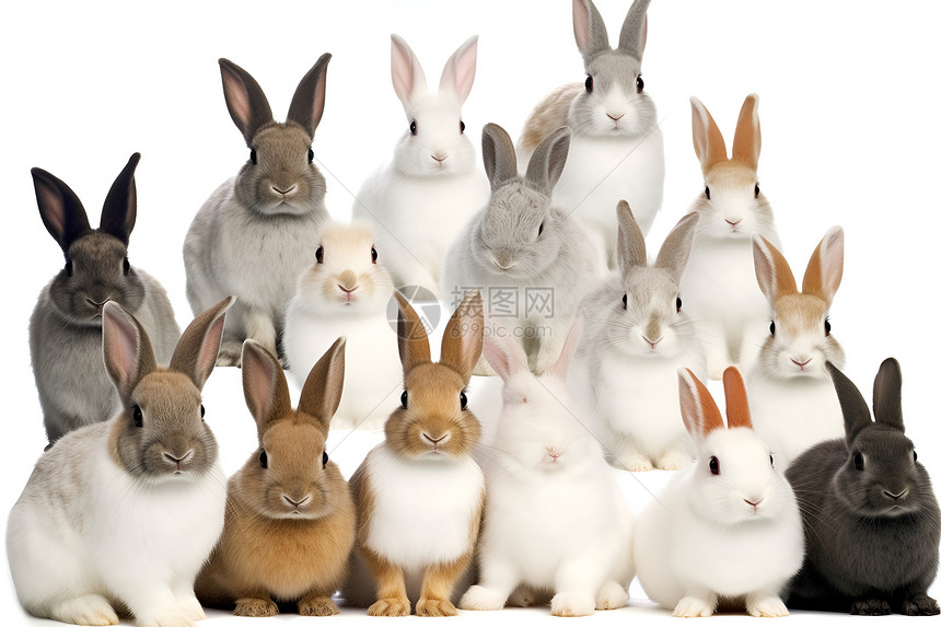 白色背景中可爱的兔子图片