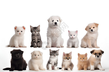 白色背景中的动物拼图小猫高清图片素材