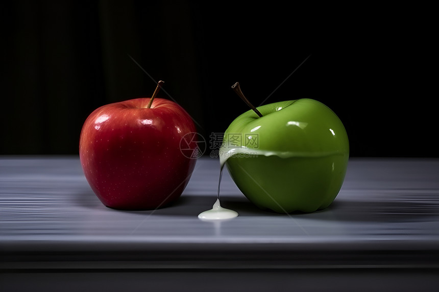 桌面上成熟的苹果图片
