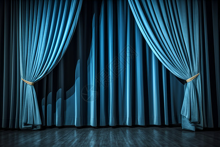 戏剧的蓝色幕布背景图片