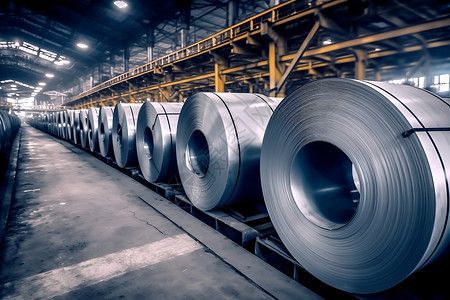 工业钢板卷材生产工厂背景图片