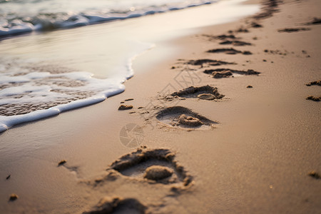 海滩上的足迹背景图片