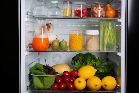 冰箱内健康的蔬菜背景图片