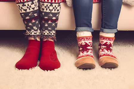 冬日欢乐的毛线袜高清图片