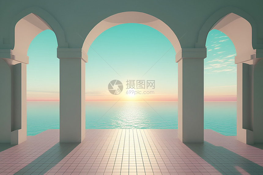 唯美浪漫的海景建筑图片