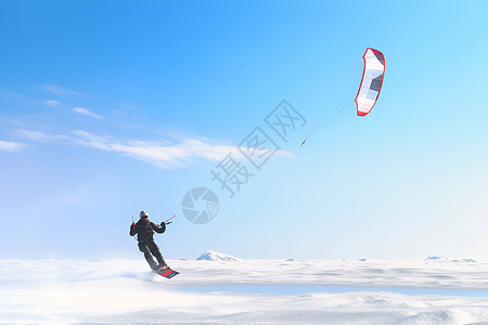 冬季户外的降落伞滑雪背景图片