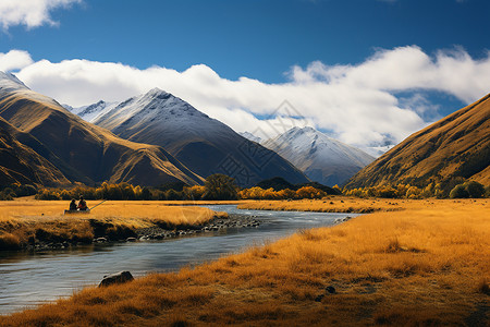 秋天的山水胜地背景图片