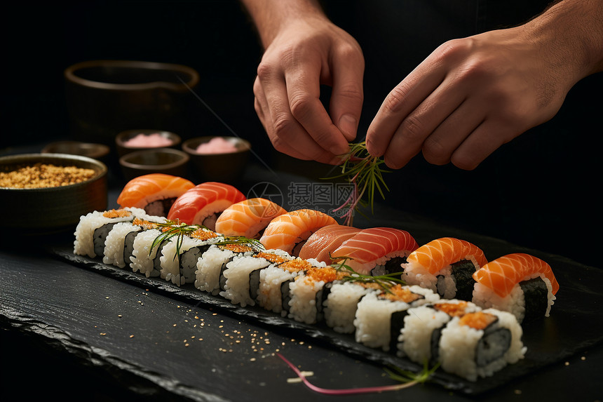 美味诱人的日式寿司图片