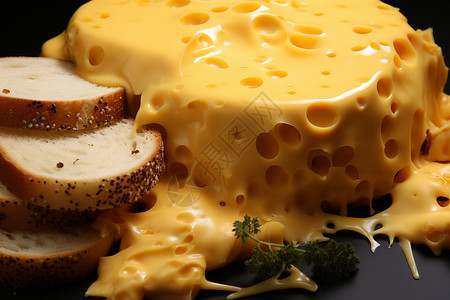 烘焙面包的奶酪背景图片