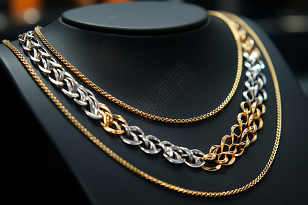 奢华昂贵的黄金项链高清图片
