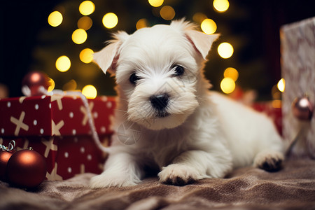 呆萌可爱的雪纳瑞幼犬背景图片