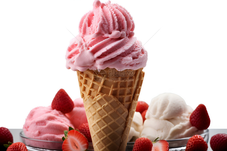 夏日草莓冰淇淋图片