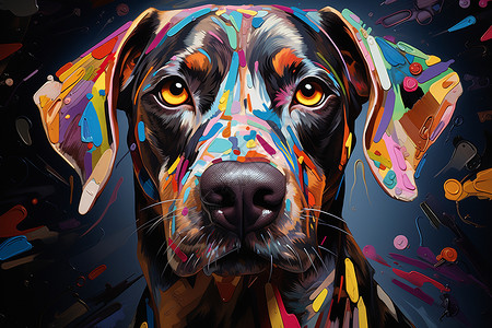 抽象艺术的宠物狗狗油画插图背景图片