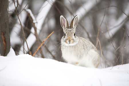 冬日兔子森林背景图片