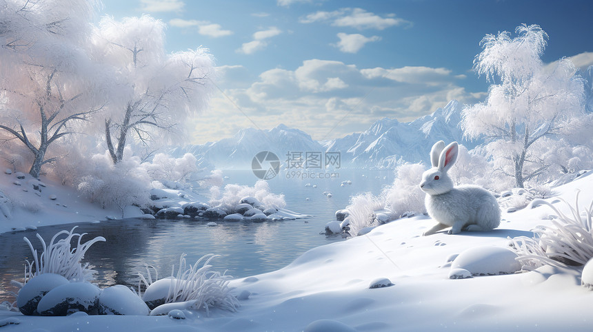 丛林中的雪兔图片