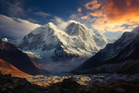 神奇冰川的探险背景图片