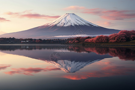 冰雪覆盖的富士山背景图片