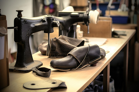 手工制作皮鞋背景图片