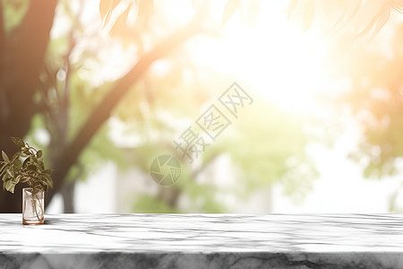 阳光下的大理石桌面背景图片