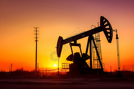 明亮天空下的石油井架背景图片