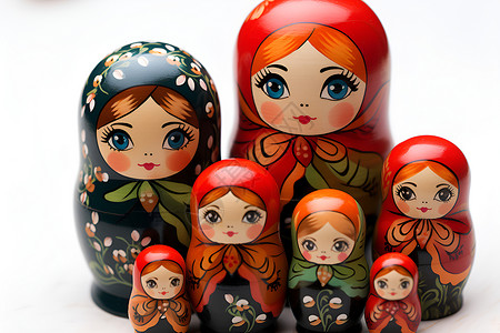 木质玩具的俄罗斯套娃背景图片