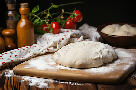 烘焙意大利披萨的面团背景图片