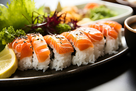 诱人寿司精心制作的日式寿司背景