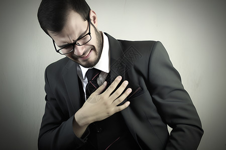 心脏病治疗胸口疼痛的商务男子背景