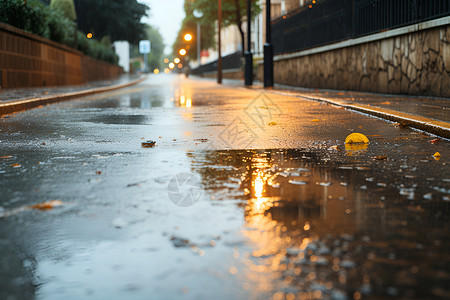 潮湿的路面水坑素材高清图片