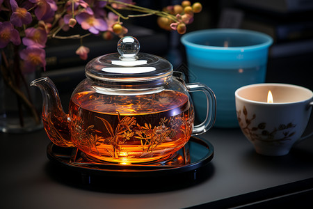 茶壶中美味的饮品背景图片