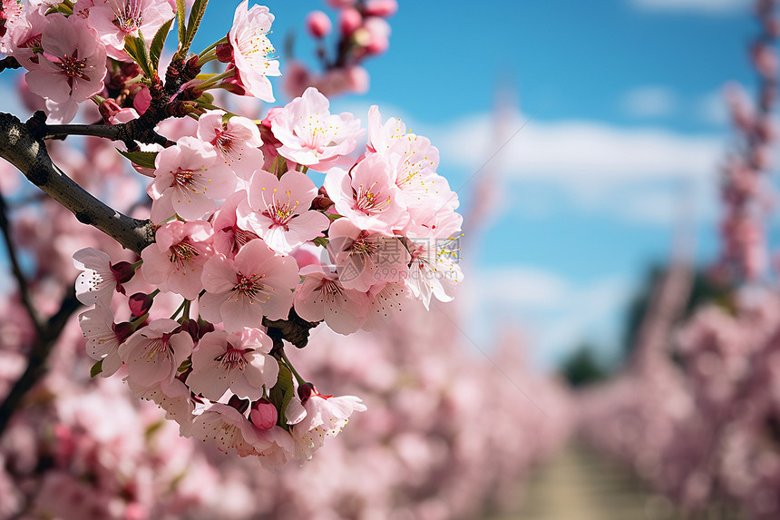 树枝上漂亮的樱花图片