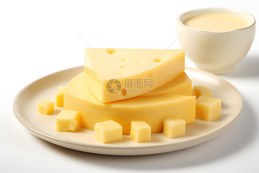 美味的奶酪与牛奶图片