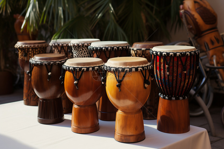 木质非洲鼓图片