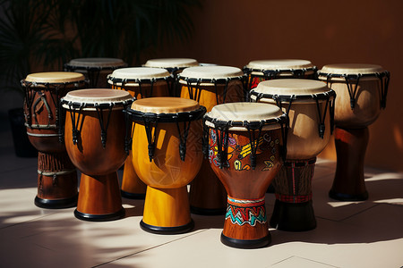 非洲鼓乐器小鼓皮革靴高清图片