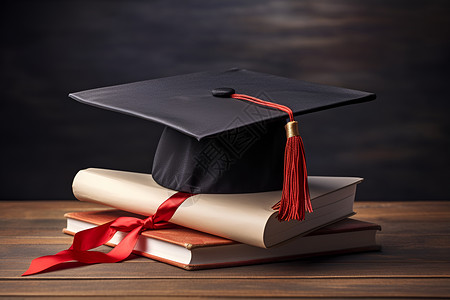 文凭和毕业帽背景图片