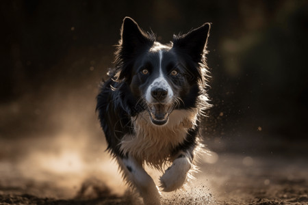 户外奔跑的牧羊犬背景图片