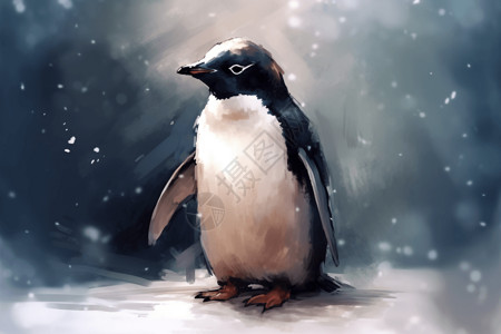雪地上的野生企鹅背景图片