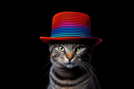 带着帽子的可爱猫咪背景图片