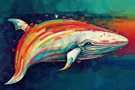 彩色抽象的白鲸高清图片