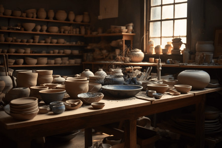 房屋内的陶瓷碗背景图片