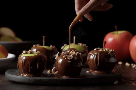 巧克力的水果苹果背景图片