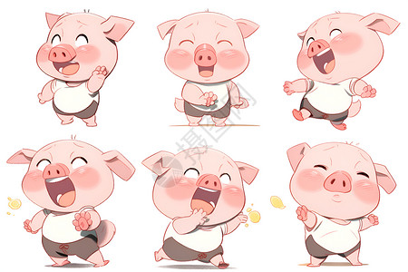 小猪期待表情开心的小猪插画
