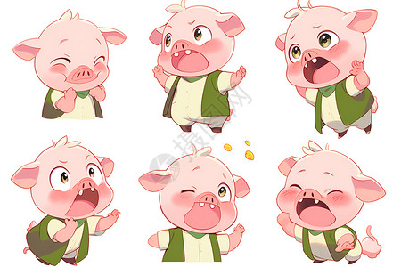 卡通小猪表情可爱小猪插画