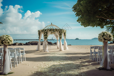 浪漫海滩婚礼高清图片