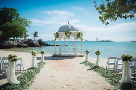 海滩婚礼婚礼装扮高清图片