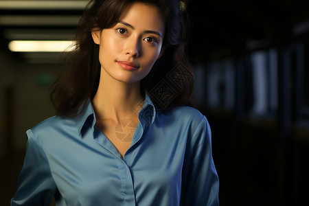 女性头像素材身穿蓝色衬衫的女子背景