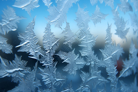 窗户结冰寒冷的冬天背景