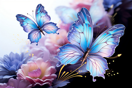蝴蝶舞动的花海背景图片